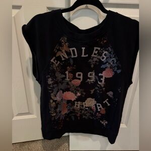 Pilcro Black Floral Graphic Sweatshirt small Anthropologie brand Pilcro